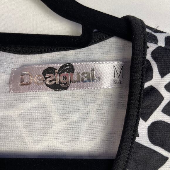 Desigual Dress Medium Sleeveless Knee Length Fit and Flare Animal Print Stretch - Picture 3 of 7